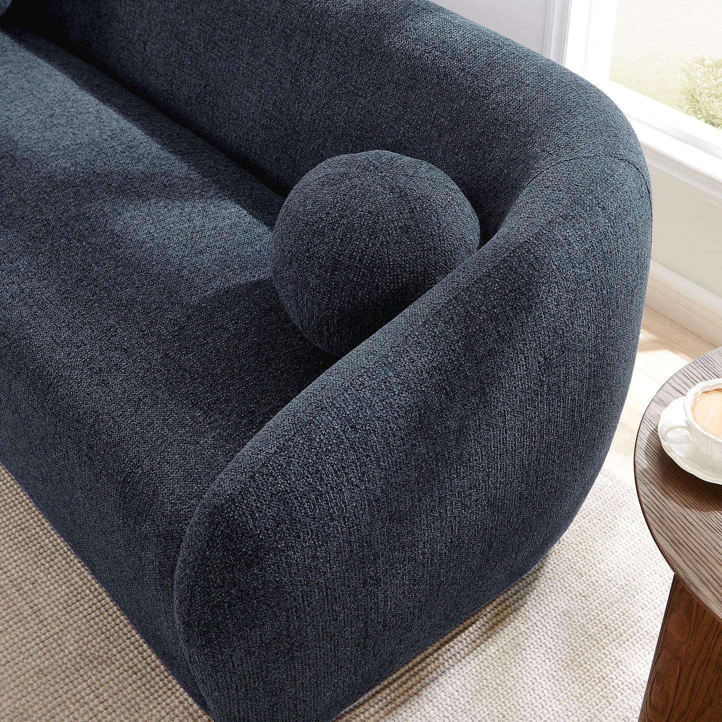 Niko 85" Chenille Fabric Sofa in Navy