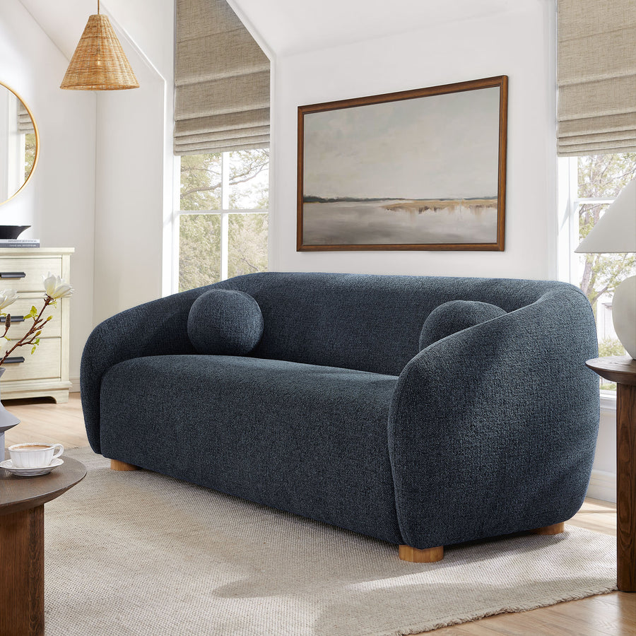 Niko 85" Chenille Fabric Sofa in Navy