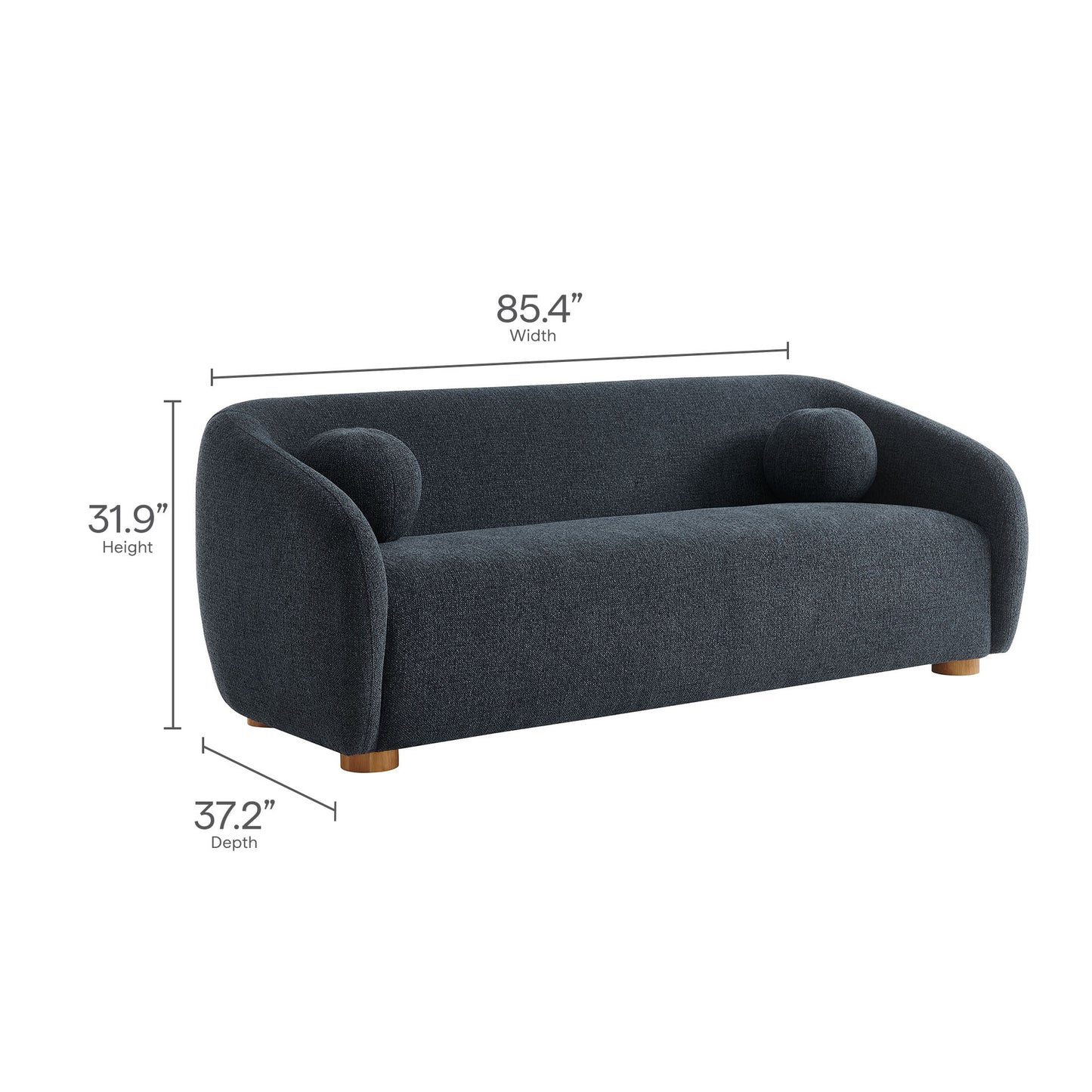 Niko 85" Chenille Fabric Sofa in Navy