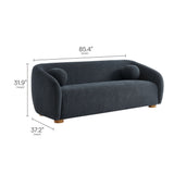 Niko 85" Chenille Fabric Sofa in Navy