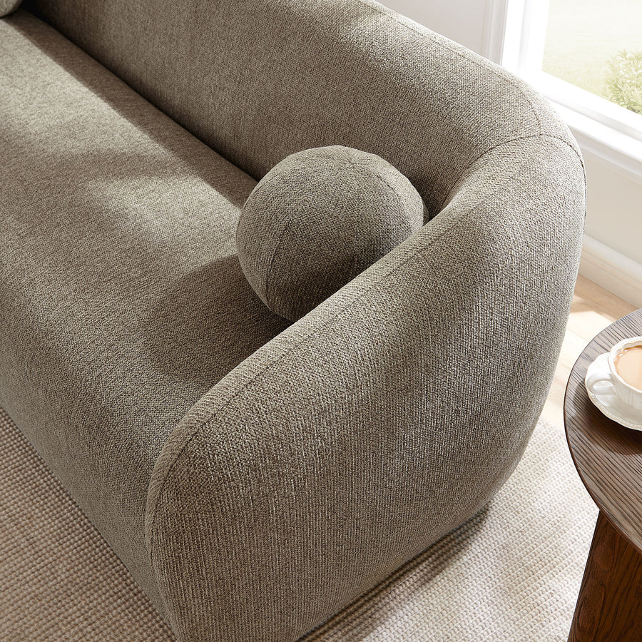 Niko 85" Chenille Fabric Sofa in Taupe