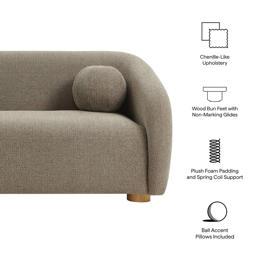 Niko 85" Chenille Fabric Sofa in Taupe
