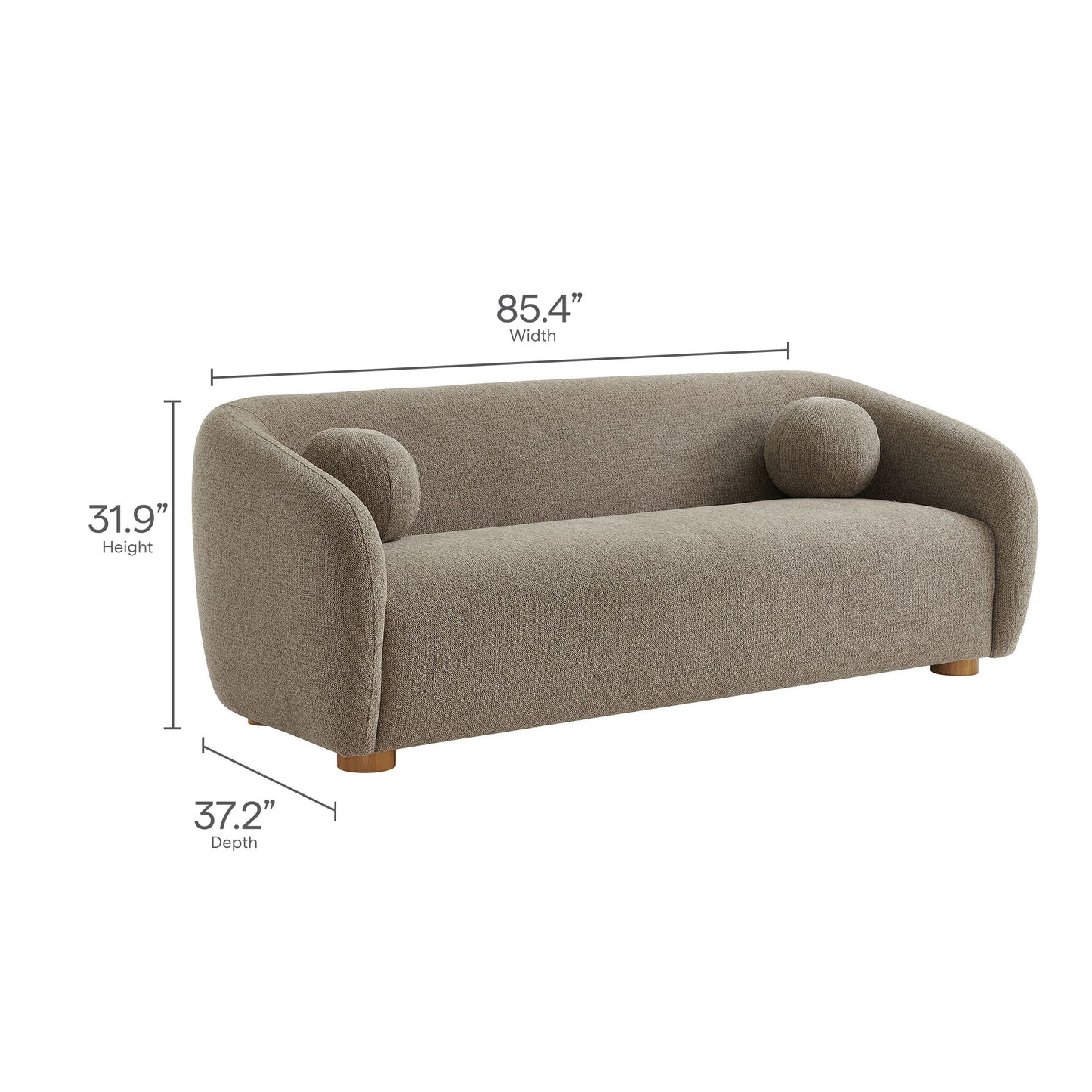 Niko 85" Chenille Fabric Sofa in Taupe