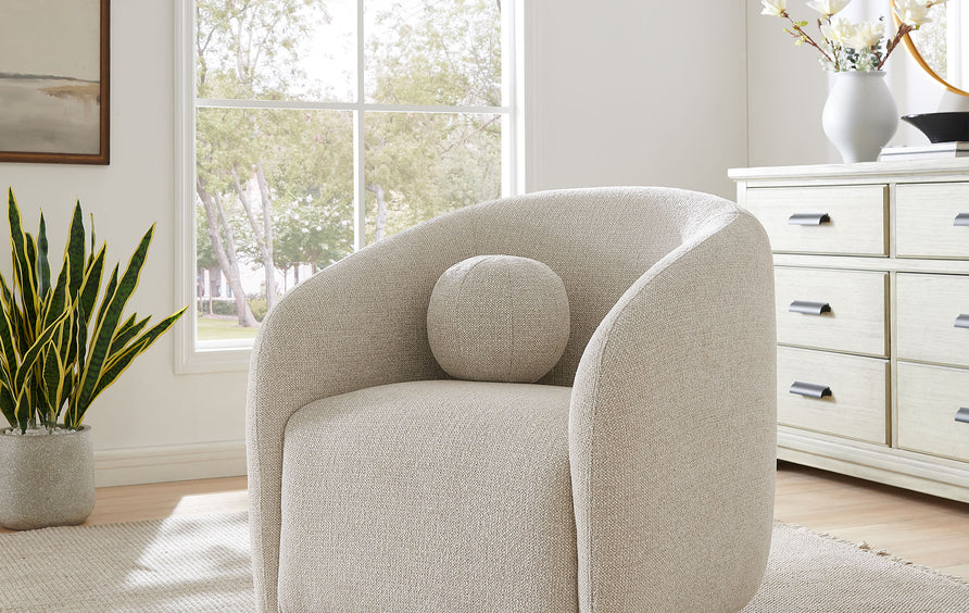 Niko Swivel Chenille Fabric Armchair in Dove Gray