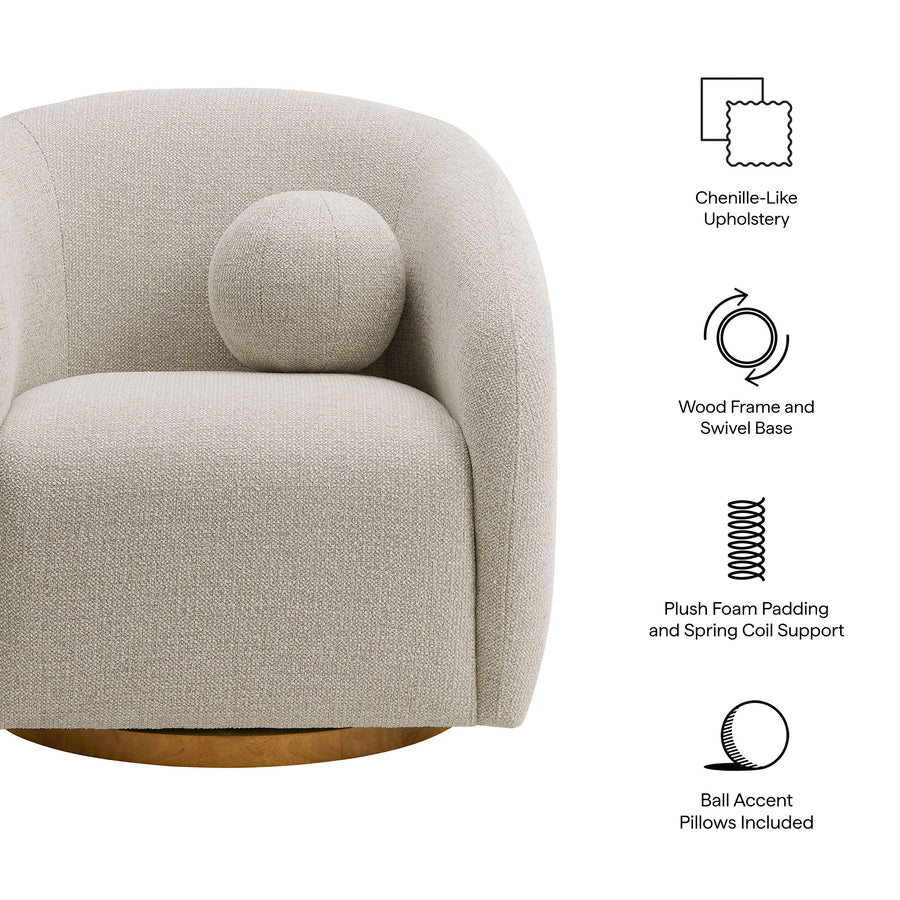 Niko Swivel Chenille Fabric Armchair in Dove Gray