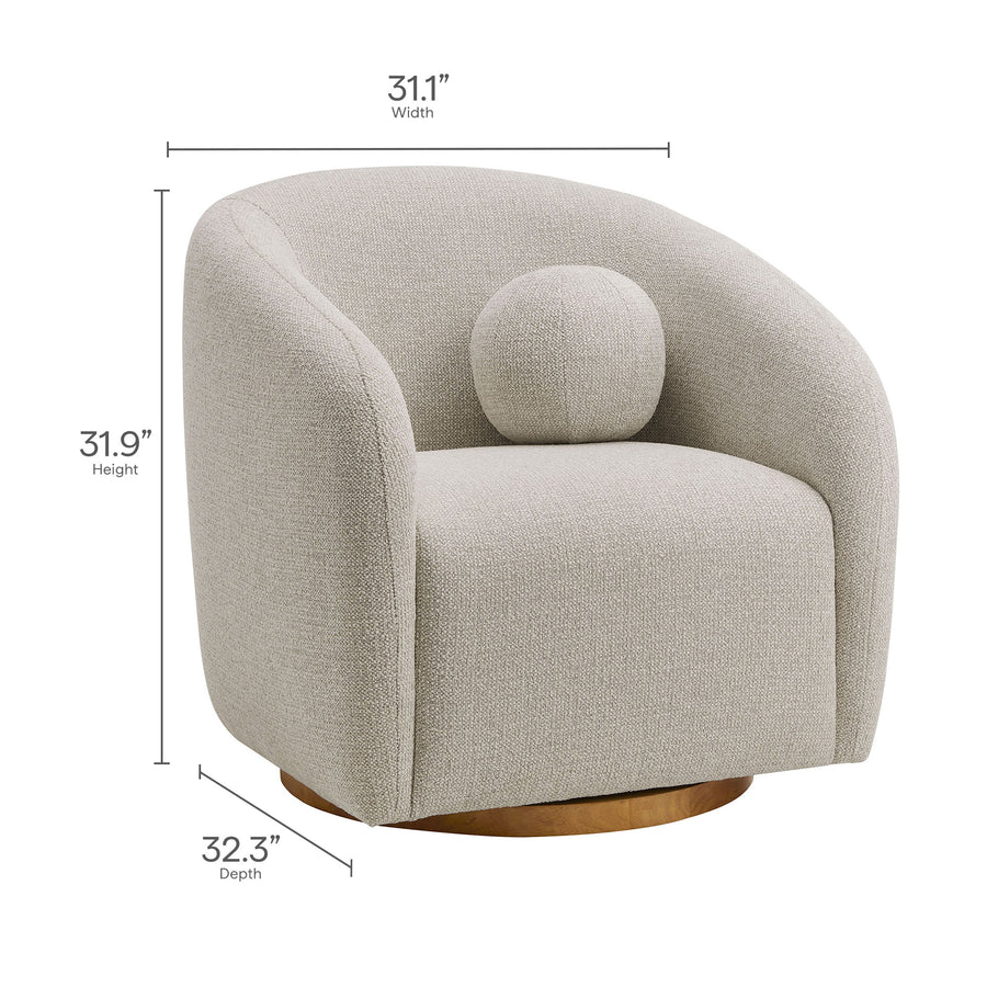 Niko Swivel Chenille Fabric Armchair in Dove Gray