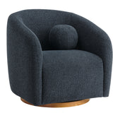 Niko Swivel Chenille Fabric Armchair in Navy