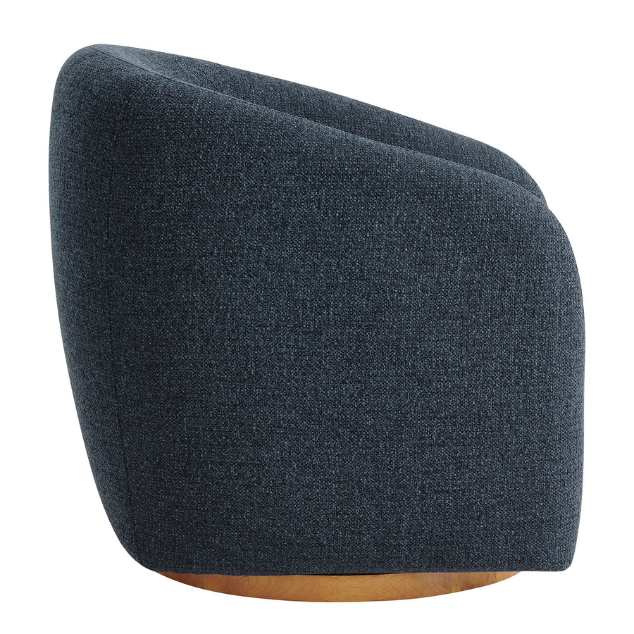 Niko Swivel Chenille Fabric Armchair in Navy