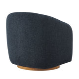 Niko Swivel Chenille Fabric Armchair in Navy