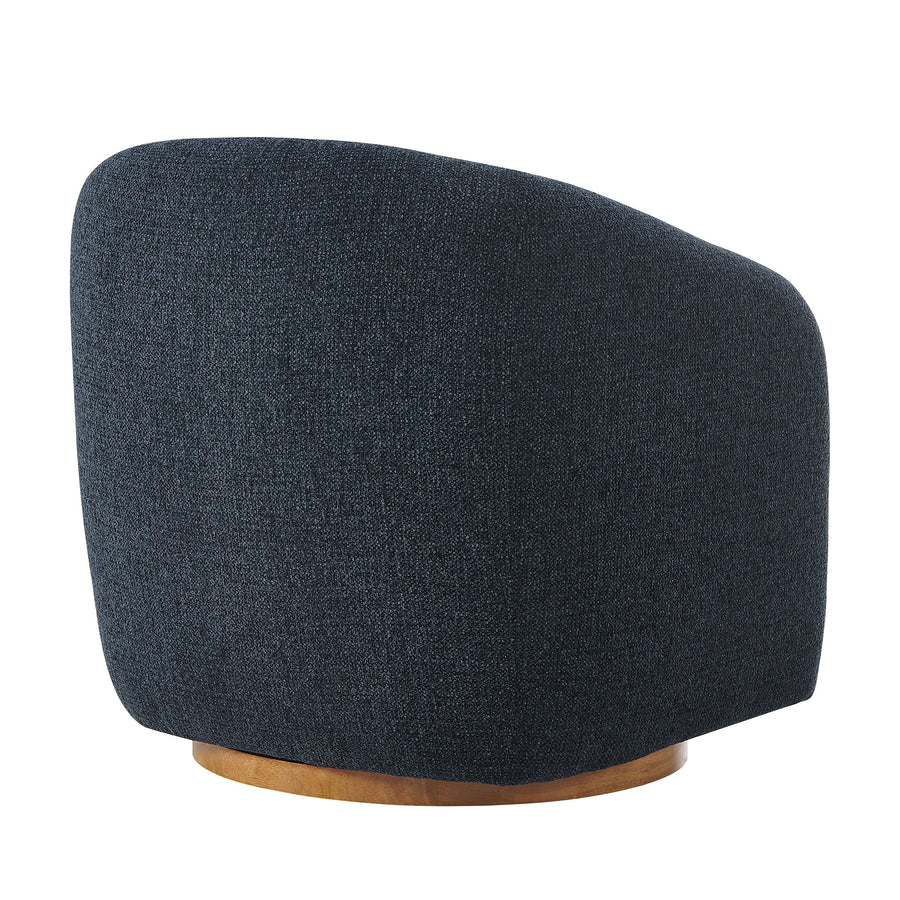 Niko Swivel Chenille Fabric Armchair in Navy