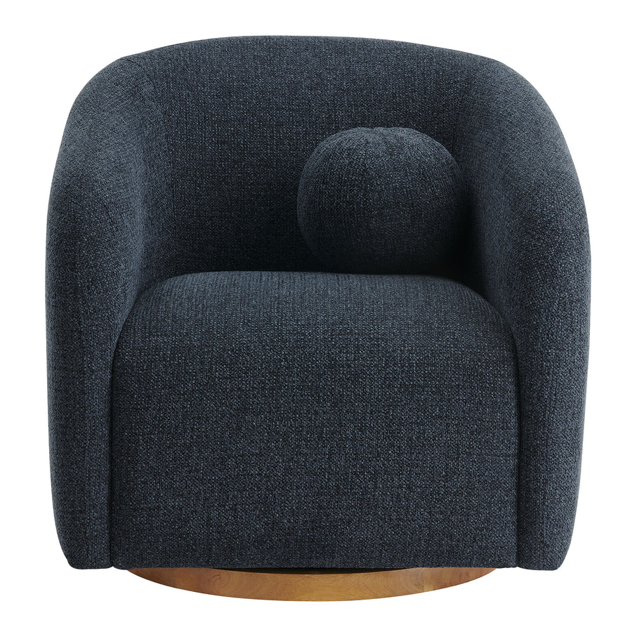 Niko Swivel Chenille Fabric Armchair in Navy