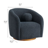 Niko Swivel Chenille Fabric Armchair in Navy
