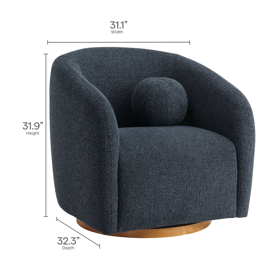 Niko Swivel Chenille Fabric Armchair in Navy