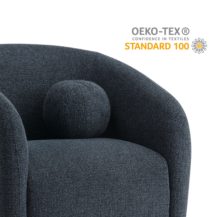 Niko Swivel Chenille Fabric Armchair in Navy