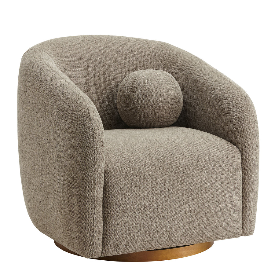 Niko Swivel Chenille Fabric Armchair in Taupe