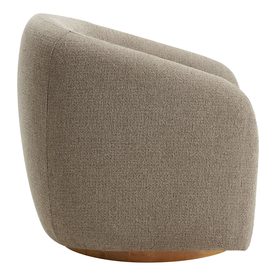 Niko Swivel Chenille Fabric Armchair in Taupe