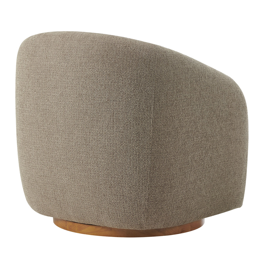 Niko Swivel Chenille Fabric Armchair in Taupe