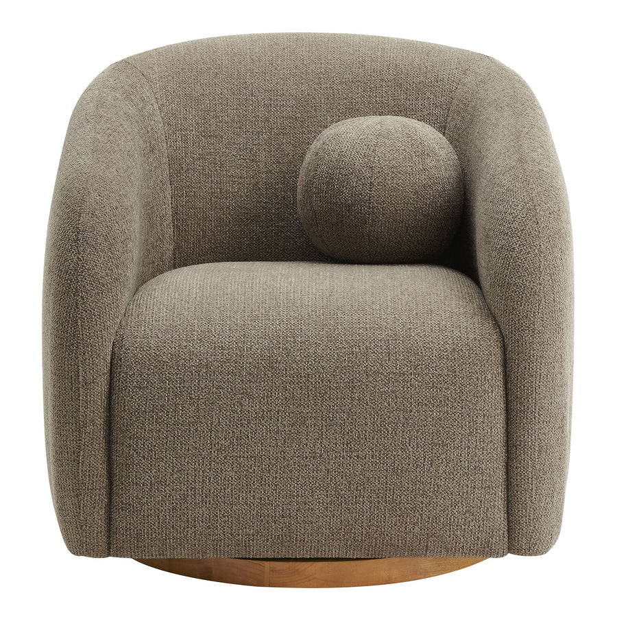 Niko Swivel Chenille Fabric Armchair in Taupe