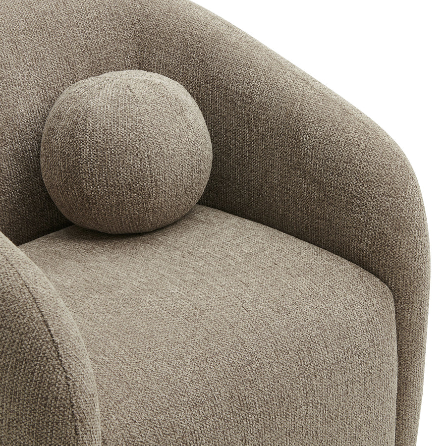 Niko Swivel Chenille Fabric Armchair in Taupe