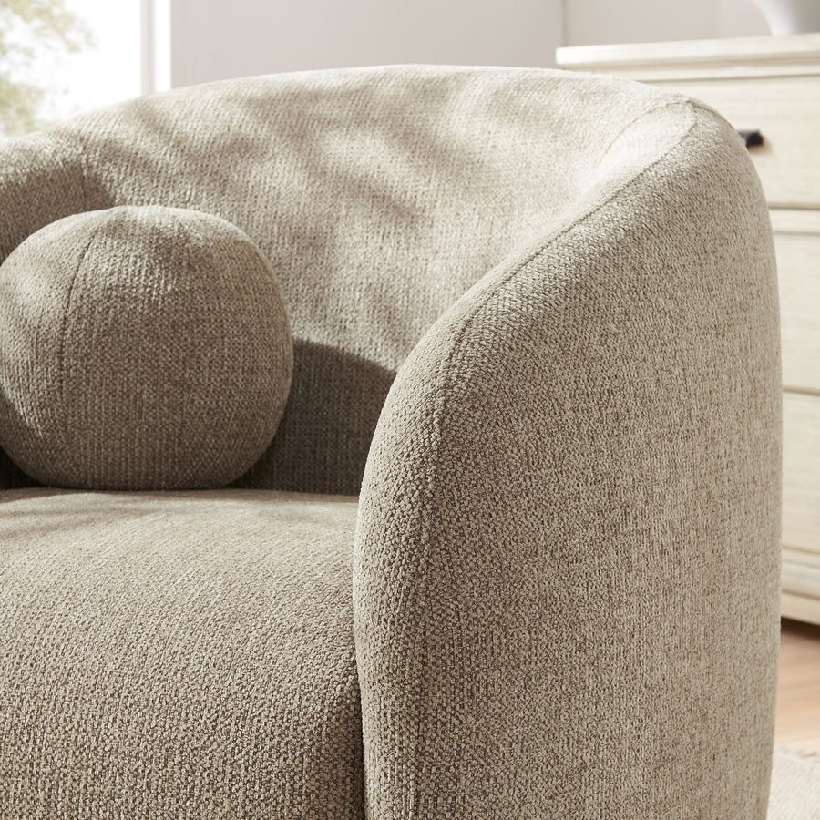 Niko Swivel Chenille Fabric Armchair in Taupe