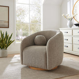 Niko Swivel Chenille Fabric Armchair in Taupe