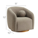 Niko Swivel Chenille Fabric Armchair in Taupe