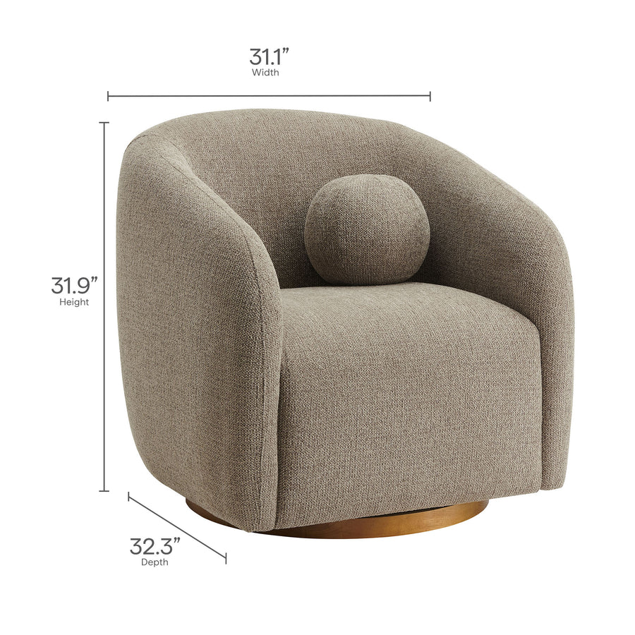 Niko Swivel Chenille Fabric Armchair in Taupe
