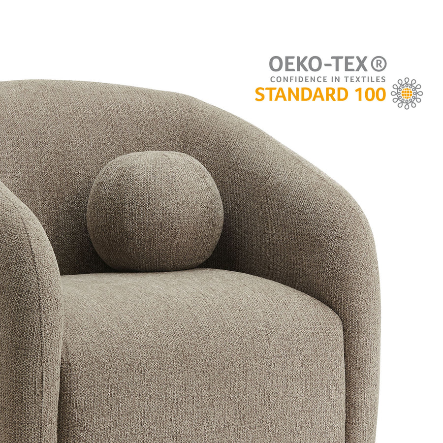 Niko Swivel Chenille Fabric Armchair in Taupe