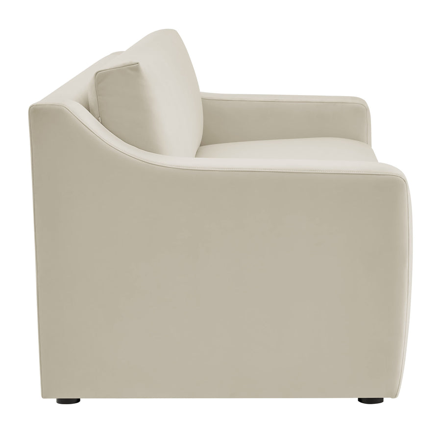 Finnian Performance Velvet Sofa in Alabaster
