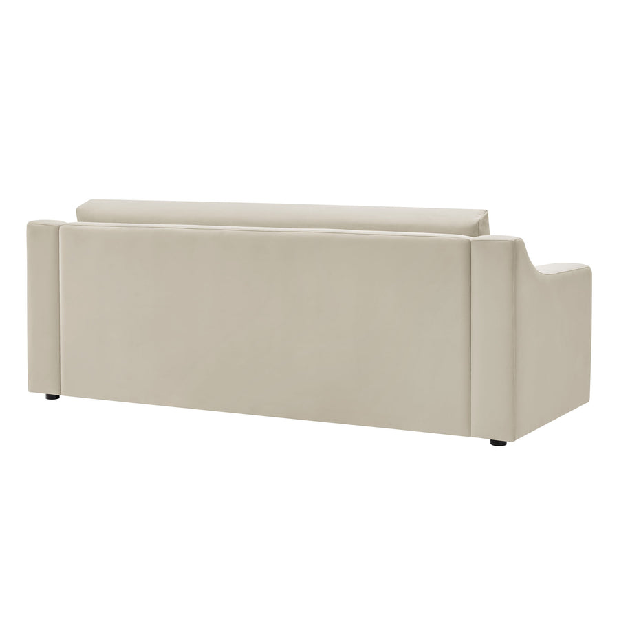 Finnian Performance Velvet Sofa in Alabaster