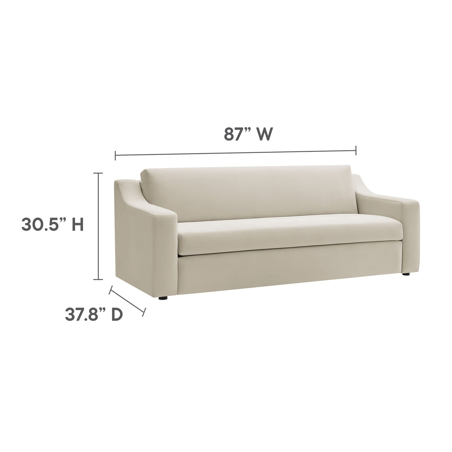 Finnian Performance Velvet Sofa in Alabaster