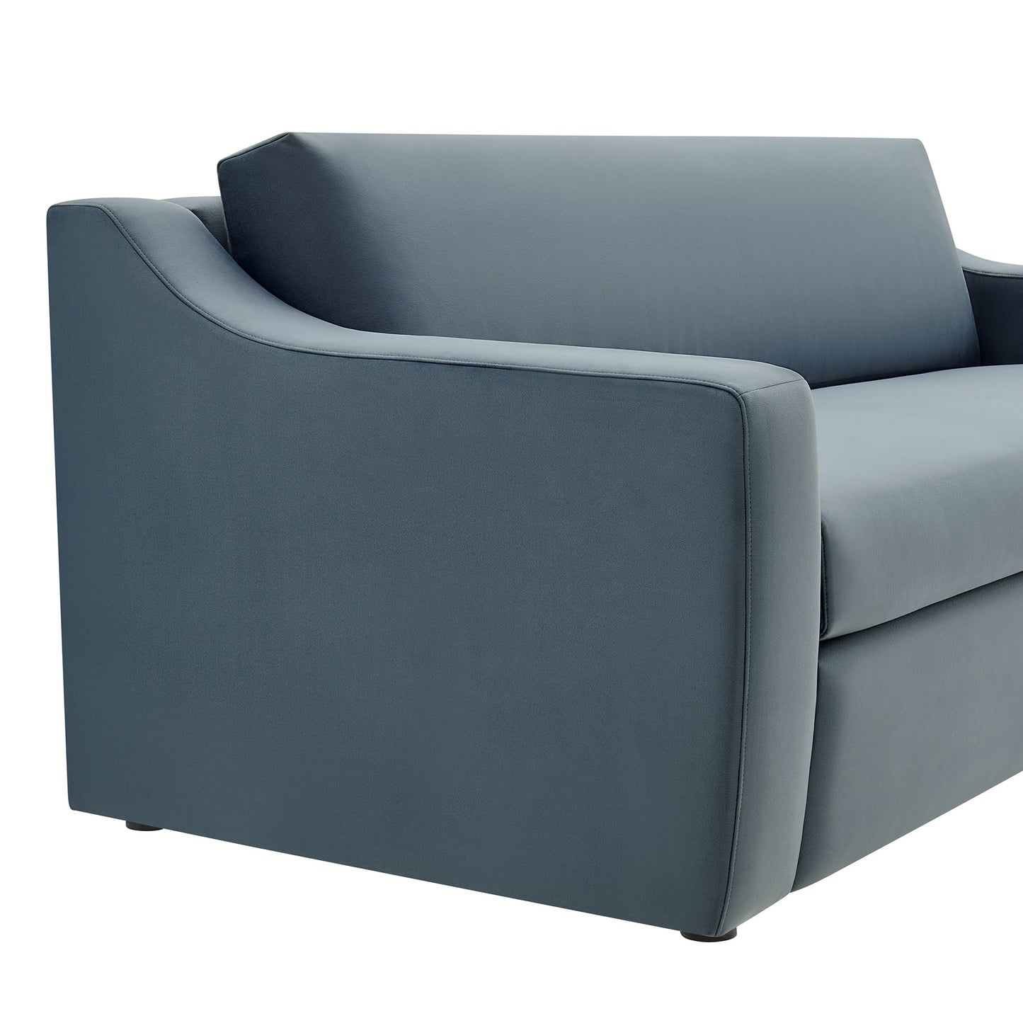 Finnian Performance Velvet Sofa in Cadet Blue