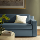 Finnian Performance Velvet Sofa in Cadet Blue