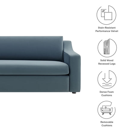 Liora Performance Velvet Sofa in Cadet Blue