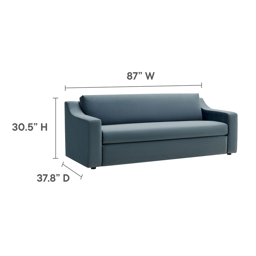 Finnian Performance Velvet Sofa in Cadet Blue