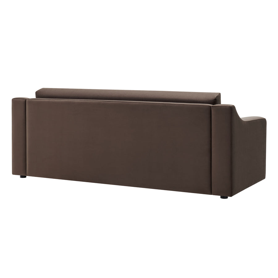 Finnian Performance Velvet Sofa in Chocolate Brown