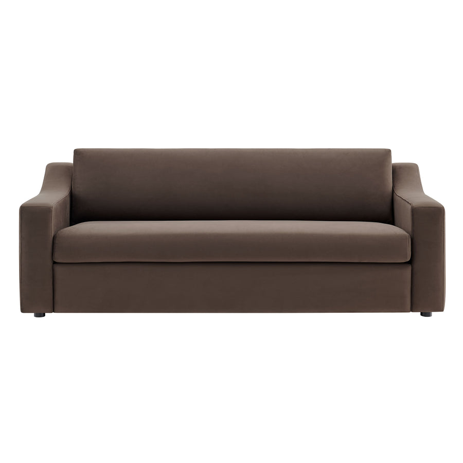 Finnian Performance Velvet Sofa in Chocolate Brown
