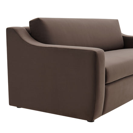 Liora Performance Velvet Sofa in Chocolate Brown