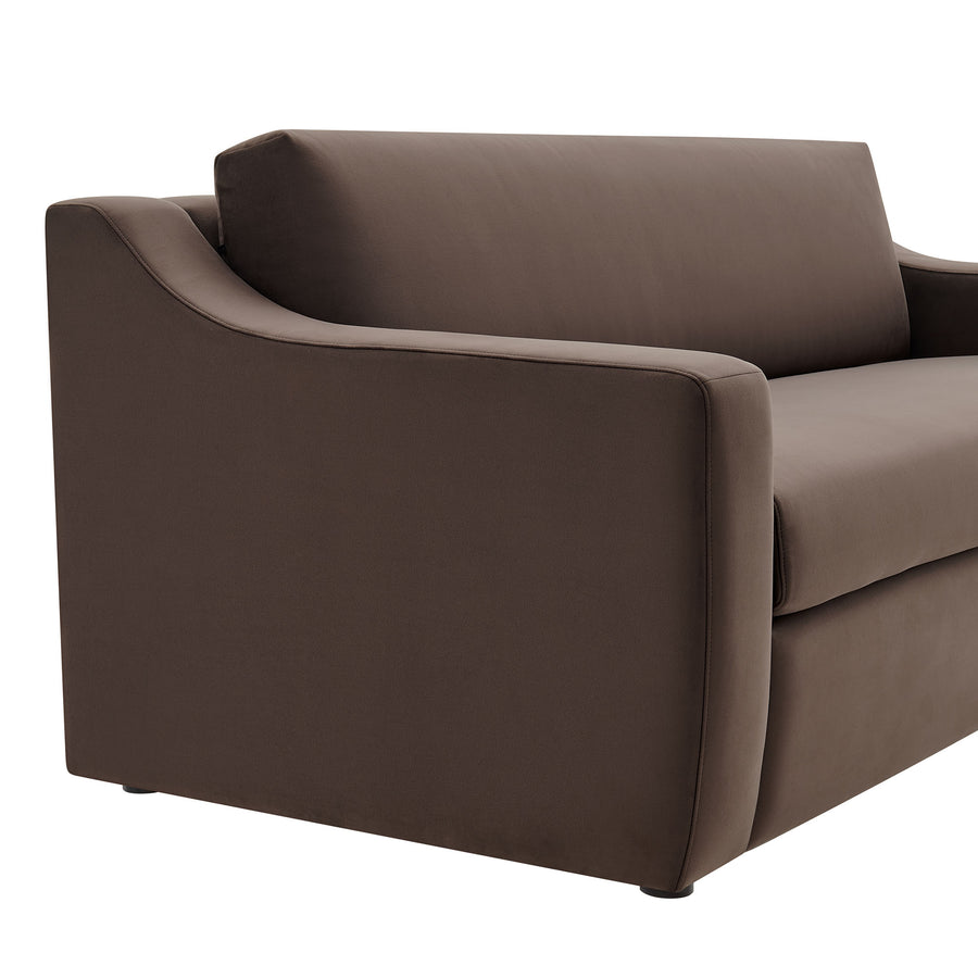 Finnian Performance Velvet Sofa in Chocolate Brown