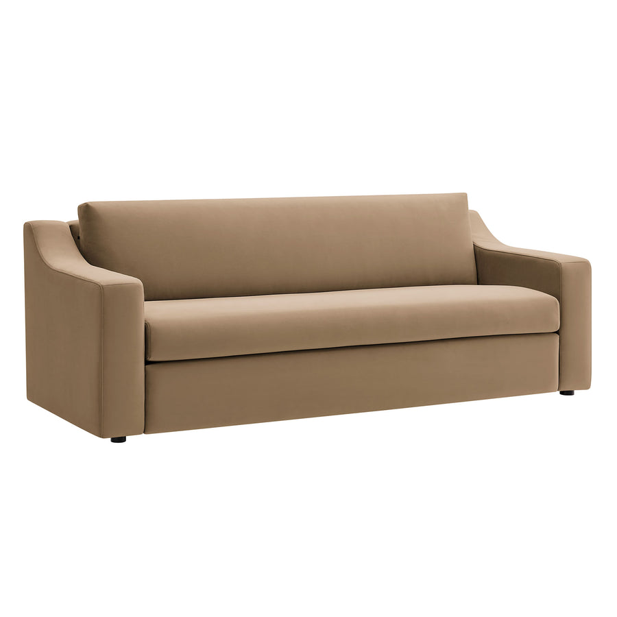 Finnian Performance Velvet Sofa in Taupe
