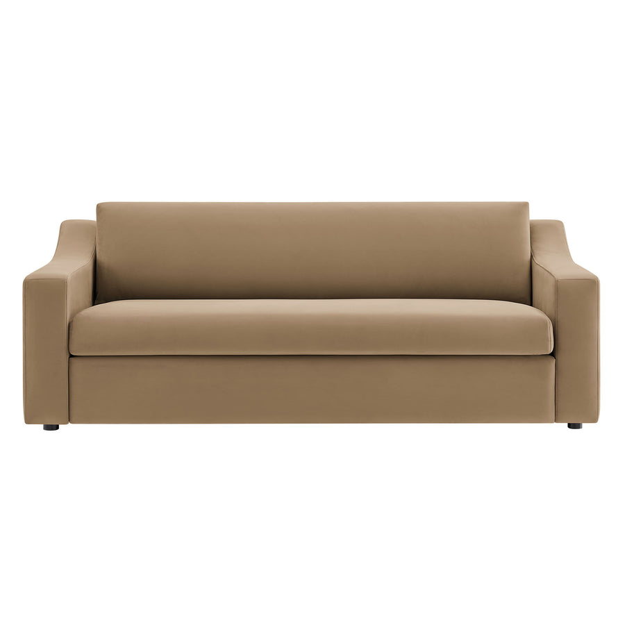 Finnian Performance Velvet Sofa in Taupe