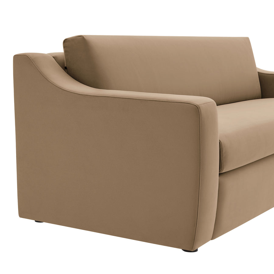 Finnian Performance Velvet Sofa in Taupe