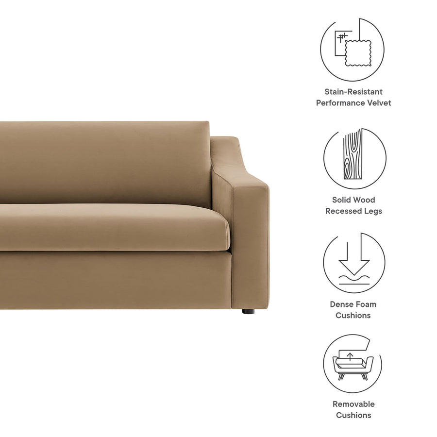 Finnian Performance Velvet Sofa in Taupe
