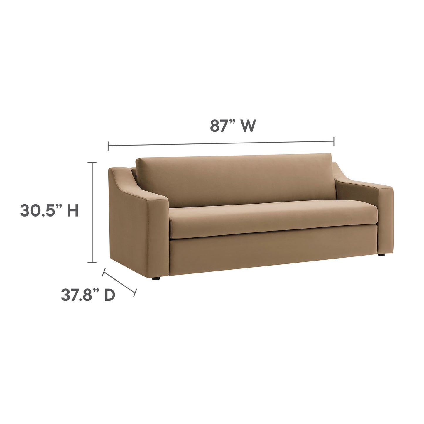 Finnian Performance Velvet Sofa in Taupe