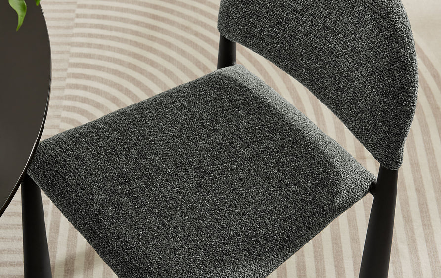 Magnus Upholstered Fabric Dining Side Chair in Black Anthracite