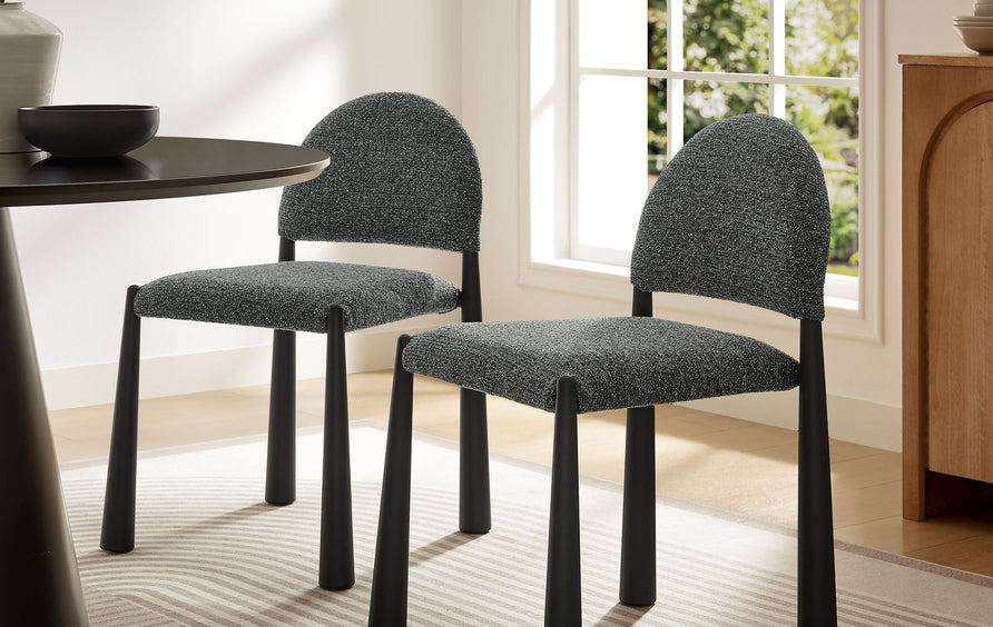 Magnus Upholstered Fabric Dining Side Chair in Black Anthracite