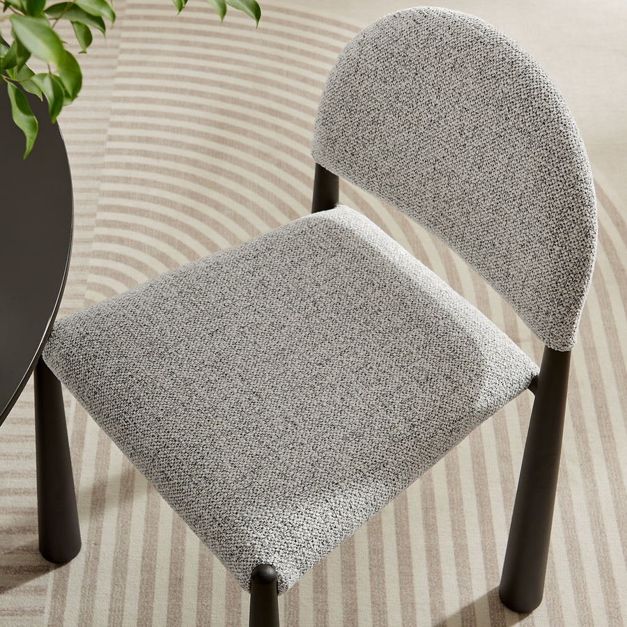 Magnus Upholstered Fabric Dining Side Chair in Black Camel
