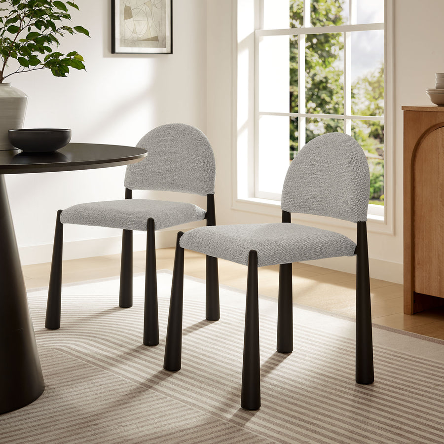 Magnus Upholstered Fabric Dining Side Chair in Black Camel
