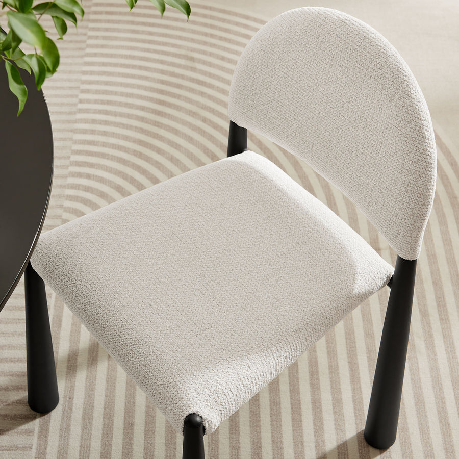 Magnus Upholstered Fabric Dining Side Chair in Black Cream
