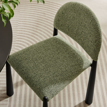 Hayley Upholstered Fabric Dining Side Chair in Black Leaf
